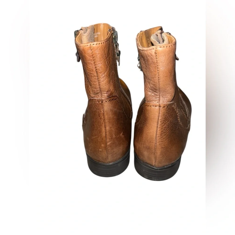 EARTHIES Sintra Almond Brown Leather Booties 9.5